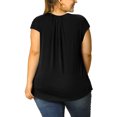 thumbnail image 4 of MODA NOVA Juniors' Plus Size Ruched Short Sleeve Blouse Summer Casual Top Black 1X, 4 of 6