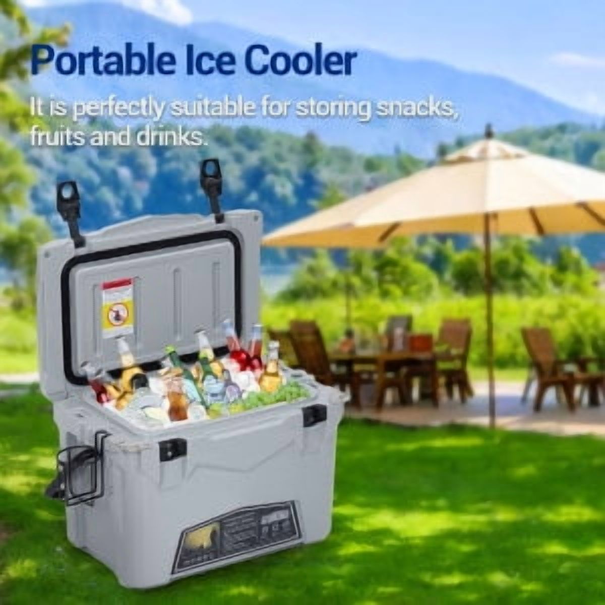 20 Quart Hard Camping Cooler, Adventure Outdoor Cooler Portable Insulated Ice Chest Cooler Box with Heavy Duty Handle, 5-Day Ice Retention, Great Camping Cooler with Easy Carry Top Handle Cooling Ice