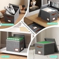 thumbnail image 3 of File Organizer Box with Lid File Box for Hanging Decorative File Organizer with One-Piece Integrated Plastic Slide Rail(Grey, 13.2x10.1x10.1inch(2pack)), 3 of 5