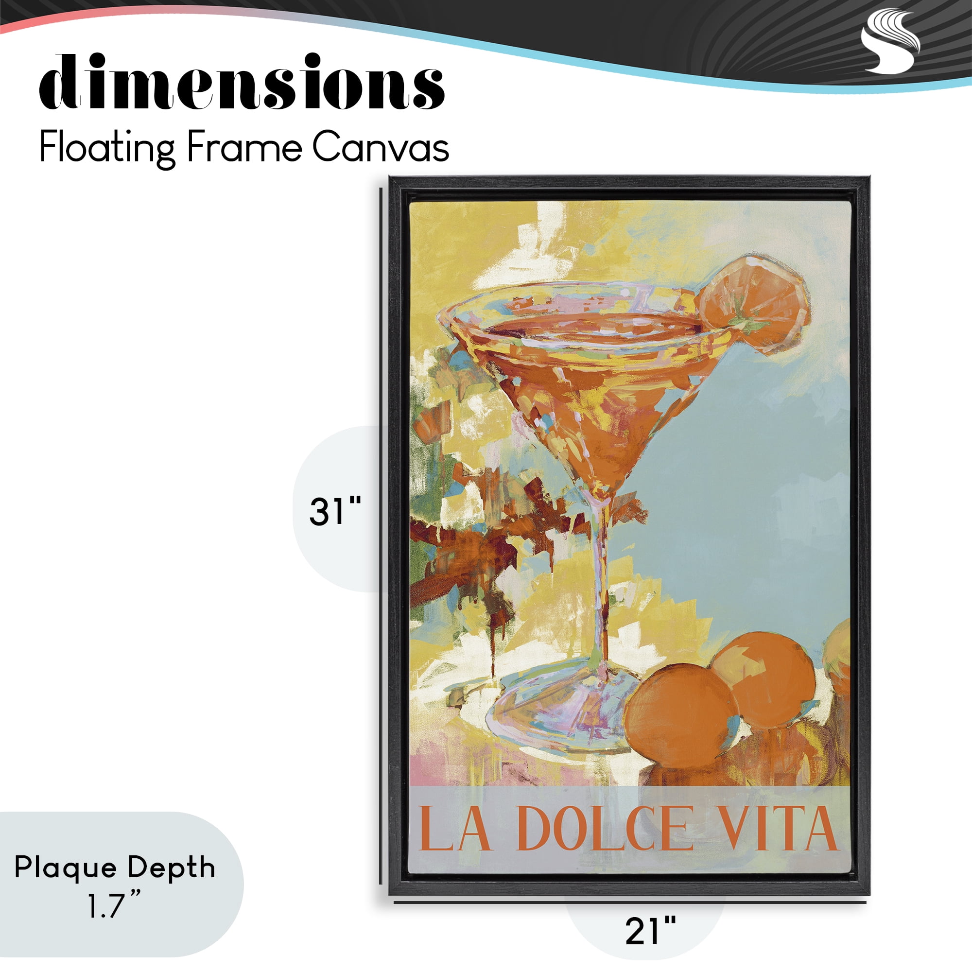 Stupell Industries La Dolce Vita Citrus Cocktail Black Framed Floater Canvas Wall Art, design by Jane Slivka