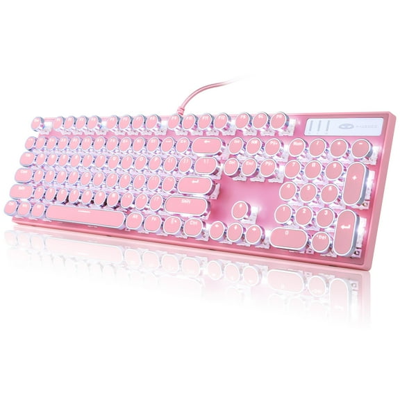 MageGee Retro Punk Backlit USB Gaming Keyboard, Pink