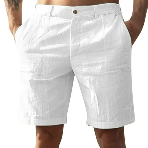 Summer Saving Clearance! WRKEKC Mens Casual Shorts, Summer Shorts for Men, Men's Linen Solid Color Shorts Summer Outdoor Shorts Daily Breathable Straight Leg Shorts XXL