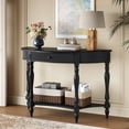 thumbnail image 4 of Atumcto Half Moon Console Table with Drawer and Shelf, Fluted Entryway Sofa Table with Roman Column Legs for Hallway and Living Room, Black, 4 of 11