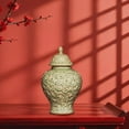 thumbnail image 6 of Porcelain Ginger Jar Vase Ceramic Canister Embossed Surface for Tea Storage Office Cabinet Home Organization, 6 of 9