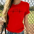 thumbnail image 4 of WREESH Women's Heartbeat T-Shirts Fashionable Love Heart Graphic Short Sleeve Crew Neck Tops Red, 4 of 5
