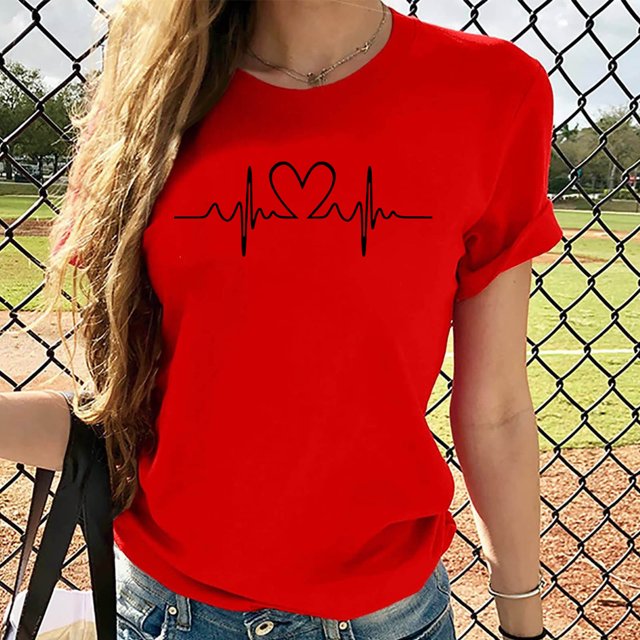 Fiudx Camisetas para Mujer Moda Mujer Casua Impresión Jersey Manga Corta Camiseta Tops Blusa