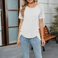thumbnail image 7 of Ltctricy Women's Tops Trendy Lace Short Sleeve Crew Neck Asymmetrical Hem T Shirts Casual Tunic Blouses, 7 of 7