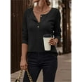 thumbnail image 6 of TEMOFON Womens Tops Fall Casual Button Crew Neck Henley Shirts Long Sleeve Tunic Tops Womens Soft Lightweight Sweaters M, 6 of 9