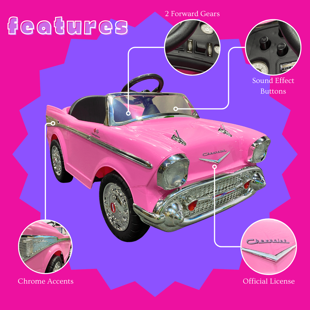 Kid Motorz Chevy Bel Air 12 Volt Battery Powered Ride On Pink