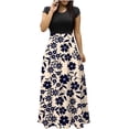 thumbnail image 2 of Empire Waist Dresses for Women 2024 Short Sleeve Crewneck Floral Maxi Long Dress Summer Fashion Casual Sun Boho Dresses, 2 of 4