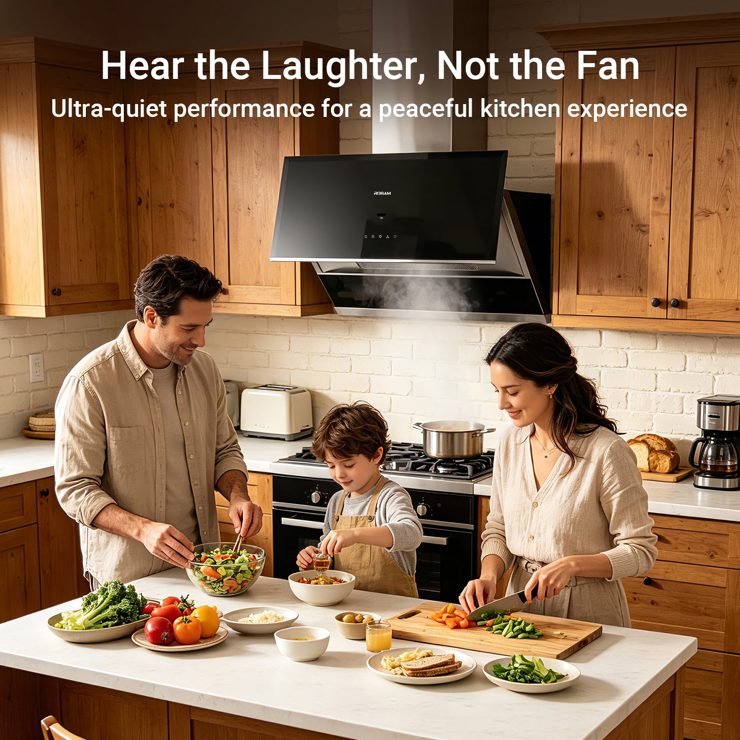 ROBAM 30" Range Hood, 1050 CFM Powerful Suction Kitchen Vent, Side-Draft Vent Hood, Gesture & Touch Control, Wall Mount or Under Cabinet Ducted Hood, Dishwasher Safe Baffle Filter, LED Lights