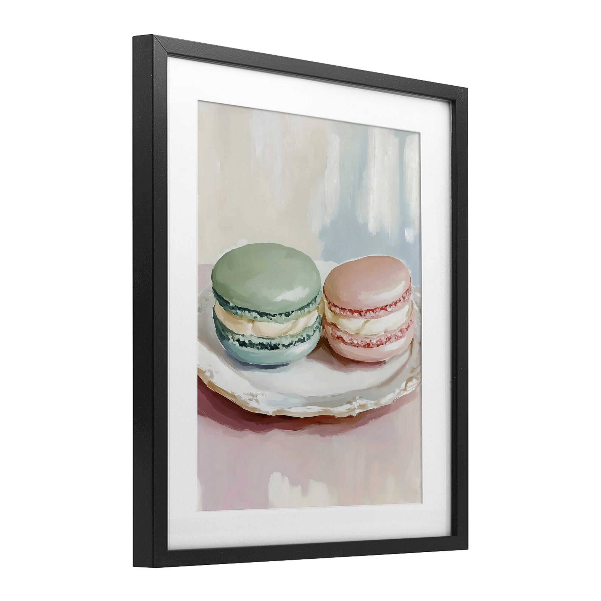 Stupell Industries Pastel Macarons on Plate Black Framed Print Under Glass, design by The Prints Vibe