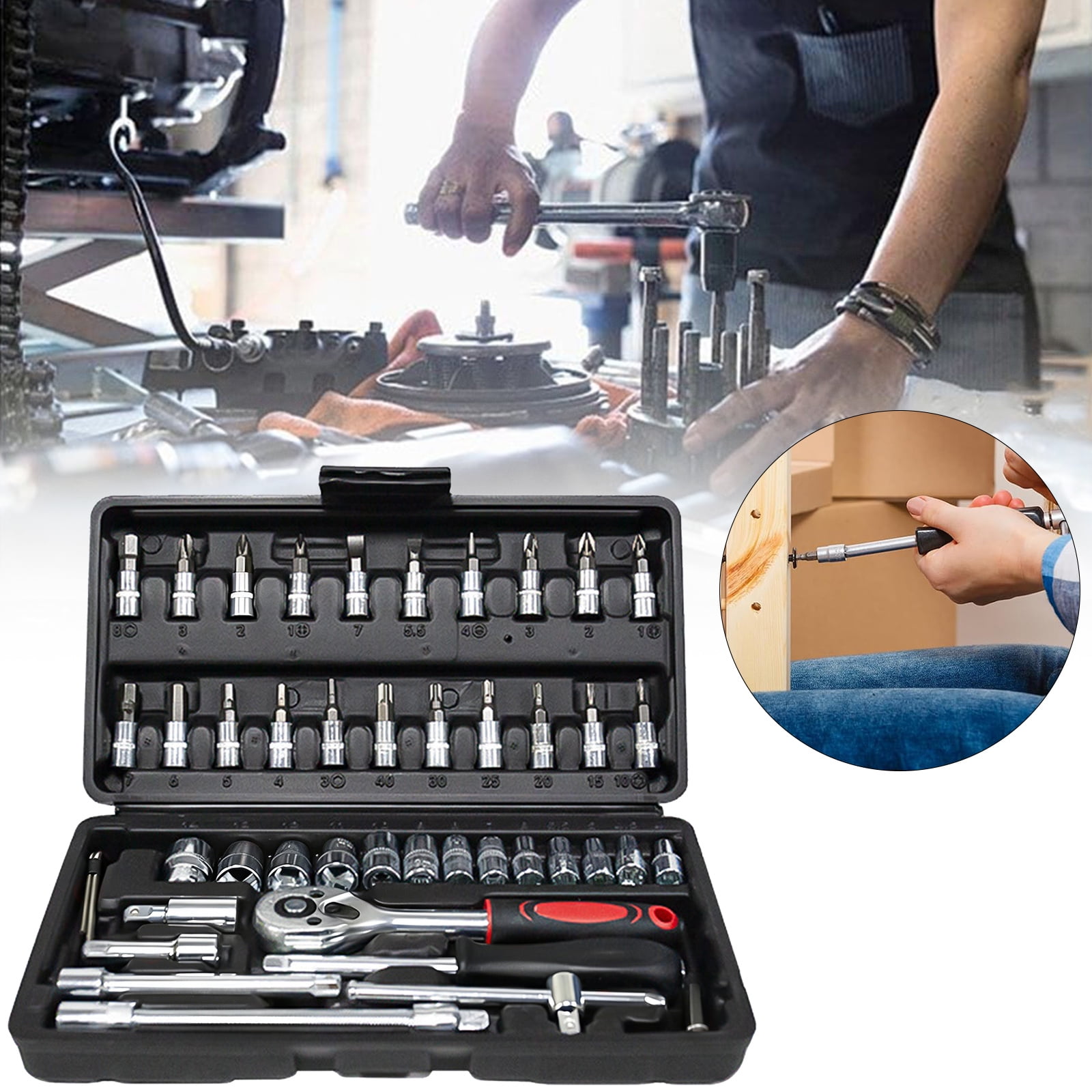 DEKO 198 Piece Home Repair Tool Kit, Wrench Plastic Toolbox with