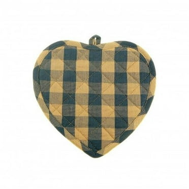 AG-41250S-2 Pot Holders Heart, Navy Check - Set of 2