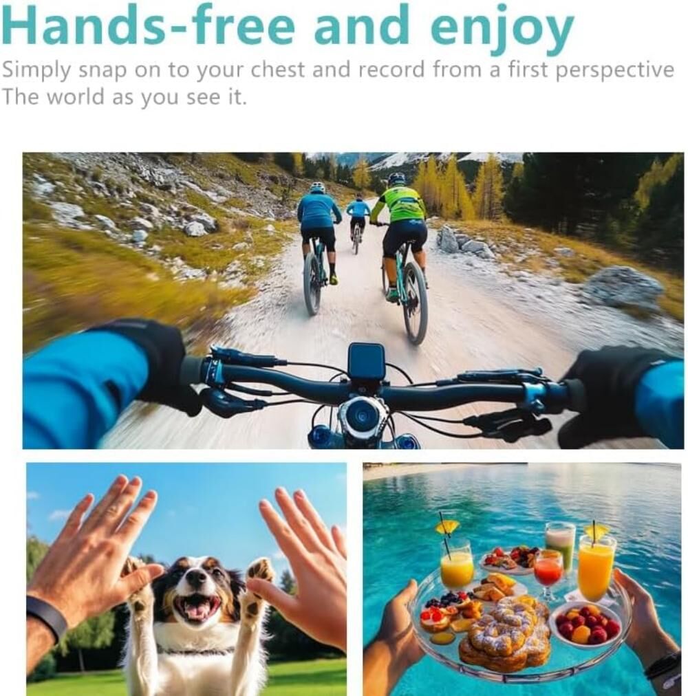 RWSEFK 180 Degree Rotation Action Camera Wearable Mini Camera Digital Video WIFI Magnetic Stand Thumb Sized Hands Free for Daily Life Recording