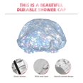 thumbnail image 5 of Kdxio White Bule Glitter Print Shower Cap for Women,Elastic and Reusable,Double Waterproof Layers Bathing Hat, 5 of 9