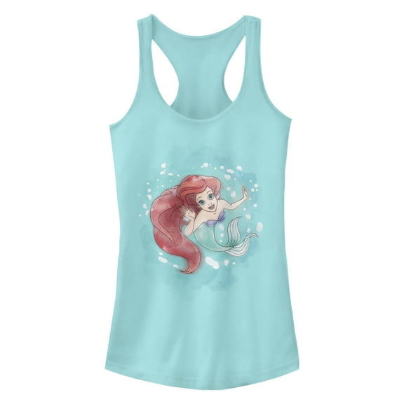 Junior's The Little Mermaid Ariel Watercolor Print Racerback Tank Top