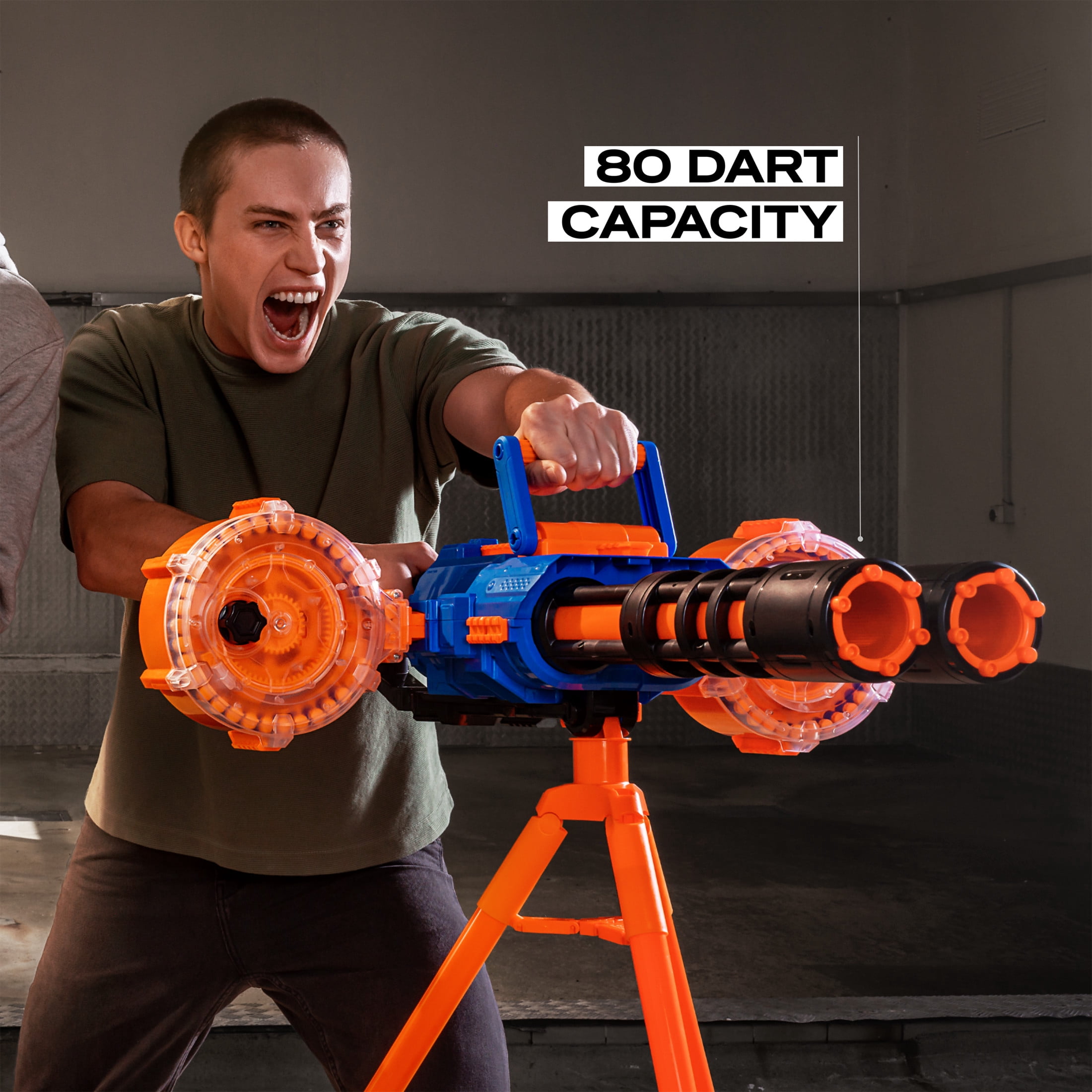 XSHOT Insanity Dart Storm by ZURU Motorized Outdoor Blaster with 200 Air Pocket Darts, Dual Motors and Spinning Barrels, Tripod for Ages 8+