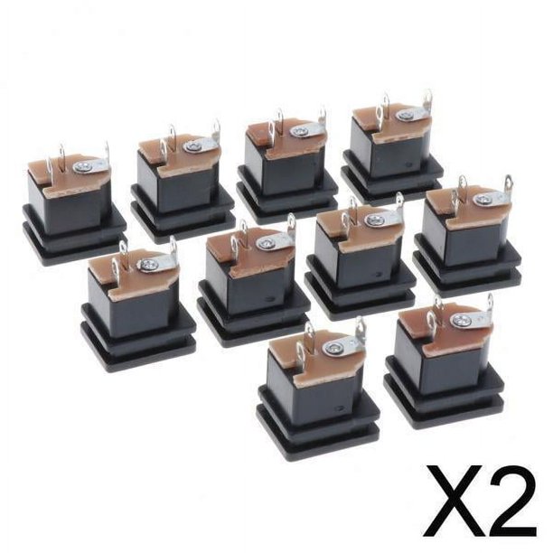 2X 10 Uds 3 pines montaje PCB 5,5x2,5mm conector hembra de toma de corriente -cuadrado 2 piezas