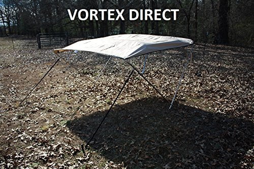 New TAN BEIGE STAINLESS STEEL FRAME VORTEX 4 BOW PONTOON DECK BOAT BIMINI TOP 10' LONG, 97-103" WIDE (FAST SHIPPING... by VORTEX DIRECT