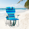 thumbnail image 4 of Ktaxon 1Pc Folding Backpack Beach Chair 5 Positions, High Back Beach Chairs W/ 2in1 Storage Pockets and Removable Pillow for Adults, Blue Striped, 4 of 7