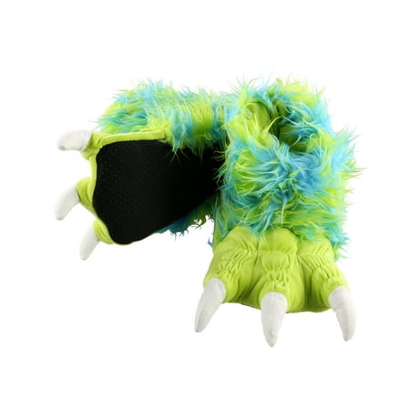 

LazyOne Animal Paw Slippers for Adults and Kids Cozy Soft Fun Costume (Monster Green Medium)