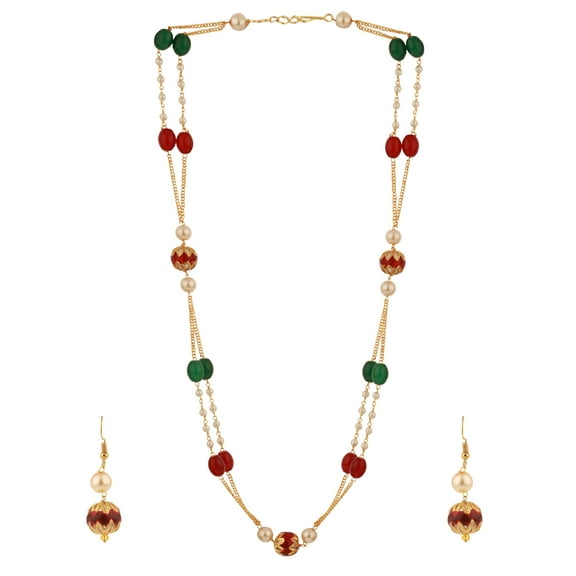 Efulgenz Indian Bollywood Faux Pearl Necklace Jewelry Antique Vintage Tribal Beaded Strand Statement Neckalce Earrings Jewelry Set