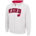 thumbnail image 2 of Men's Colosseum White Wisconsin Badgers Arch & Logo 3.0 Full-Zip Hoodie, 2 of 3
