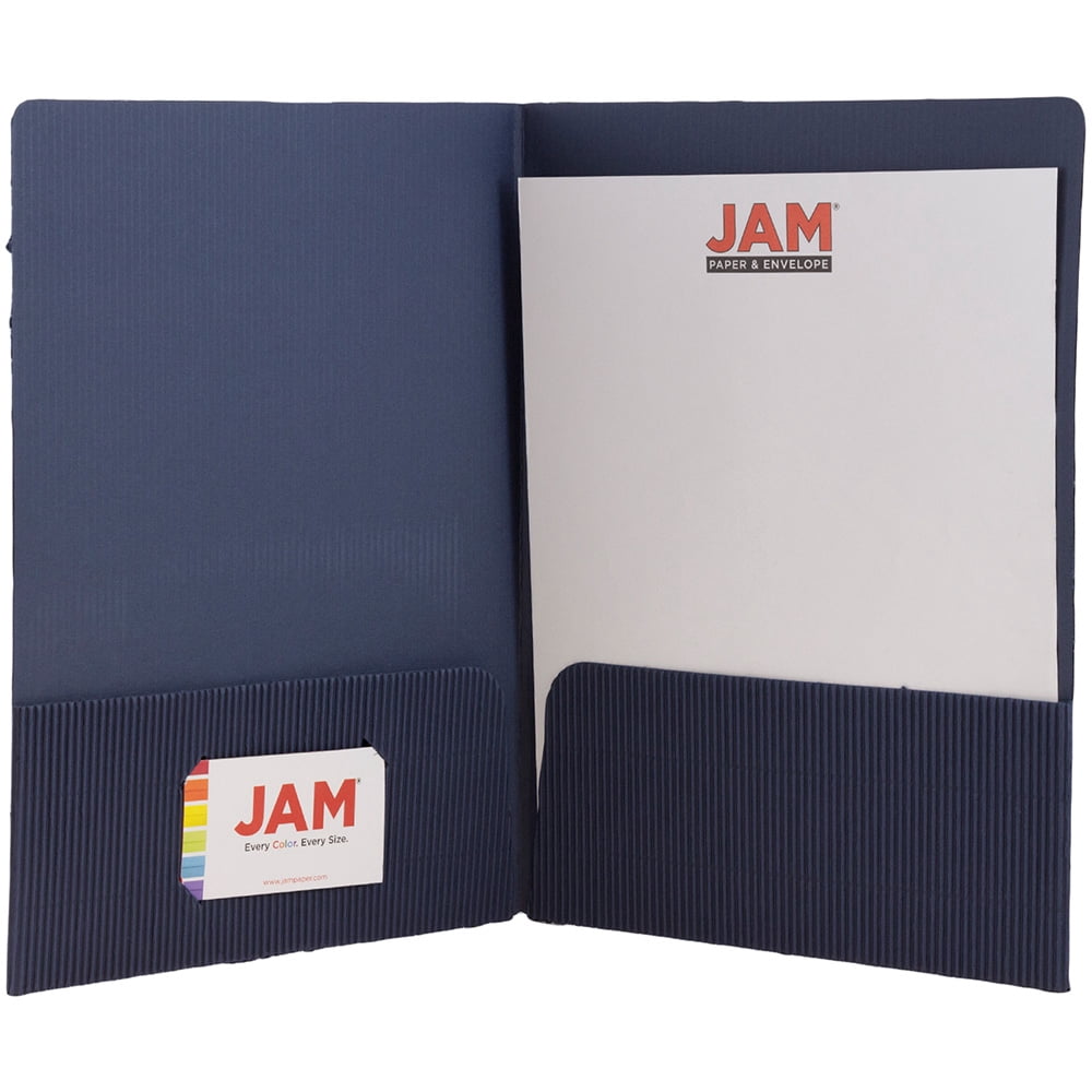 JAM Corrugated Fluted Folders, Navy Blue, 6/Pack
