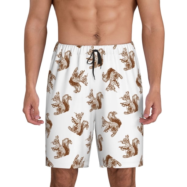Fotbe Retro Squirrel Pantalones Cortos de Pijama para Hombre, Ropa de Dormir, Pantalones de Pijama Cortos para Hombre-Medium