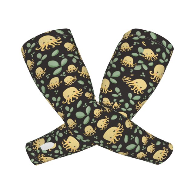 Balery Octopuses And Leaves Mangas Refrescantes para Brazos para Hombre y Mujer – Transpirables y Absorbentes de Humedad para Mujeres, Hombres y Niños