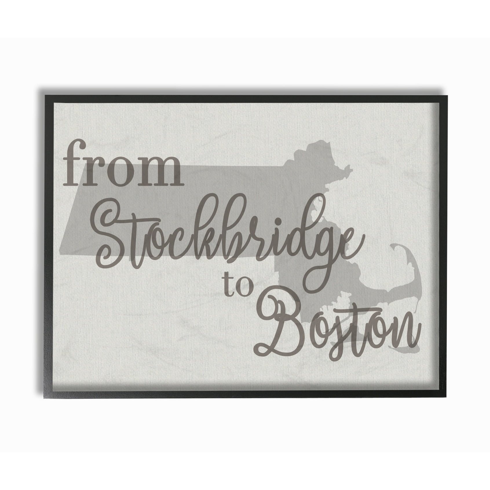 Stupell  From Stockbridge To Boston Typography Map Framed Giclee Texture Art 11 x 14