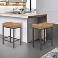thumbnail image 3 of MoNiBloom 26.5" Backless Counter Bar Stool Set of 4, PU Leather Upholstered Saddle Seat Barstools for Kitchen Island, Metal Frame, Camel, 3 of 9
