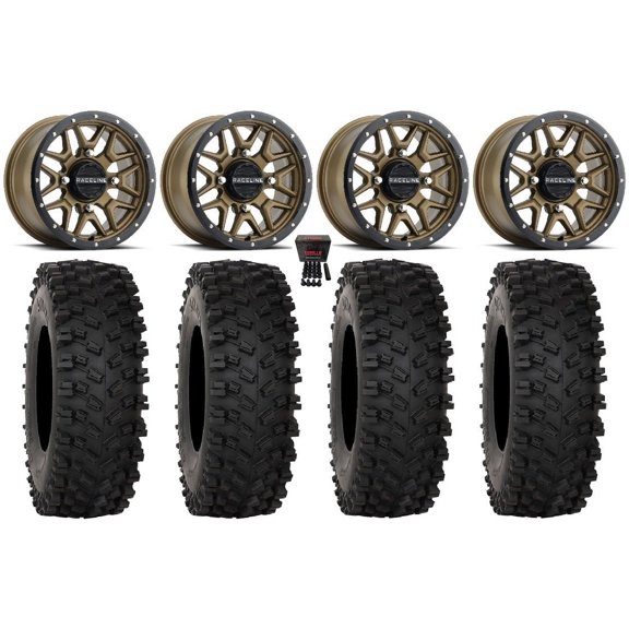 Raceline Krank 15" Wheels Bronze 33" ATX470 Tires Kawasaki Mule Pro FXT