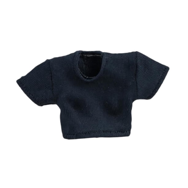 Figura de acción femenina a escala 1/12, camiseta corta, ajustada, fácil de usar, cuello redondo, accesorio práctico, para vestir, durabilidad, ropa Negro