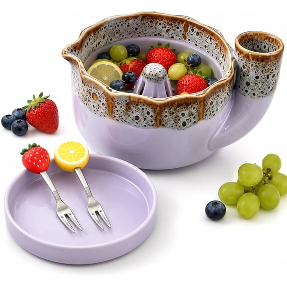 Berry Washing Bowl Ceramic, Self Spinning Berry Washing Bowl with 360° Vortex Cleaning, Fruit Washer Spinner Bowl Colander for Strawberries Blueberries Grapes and Vegetables Kitchen Prep (Color 2)