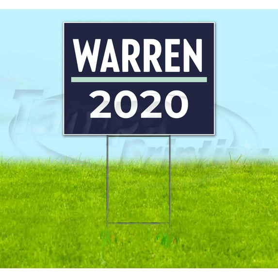 Warren 2020 Blue (18" x 24") Yard Sign, Includes Metal Step Stake
