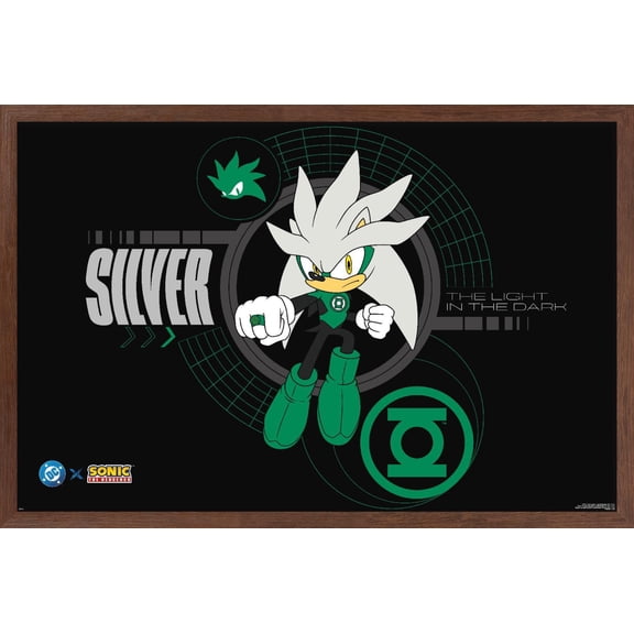 DC X Sonic The Hedgehog - Silver The Light In The Dark Wall Poster, 22.375" x 34" Framed