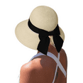 thumbnail image 5 of Comhats Womens Floppy Summer Sun Beach Straw Hats Accessories Wide Brim UPF 50 Crushable 56-58cm Beige, 5 of 13