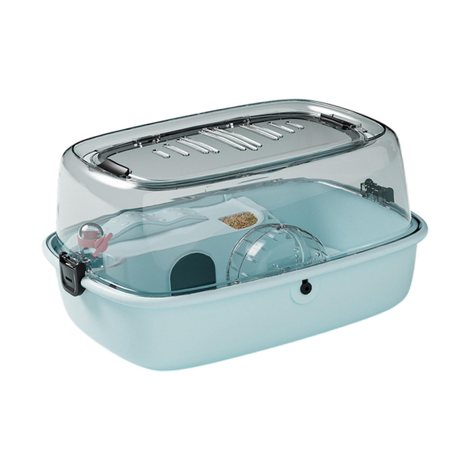 balikha Large Hamster Cage House with An Apparent Top, Transparent, Portable, Small Animal Cage Hamster Habitat for Mice Sugar Glider blue