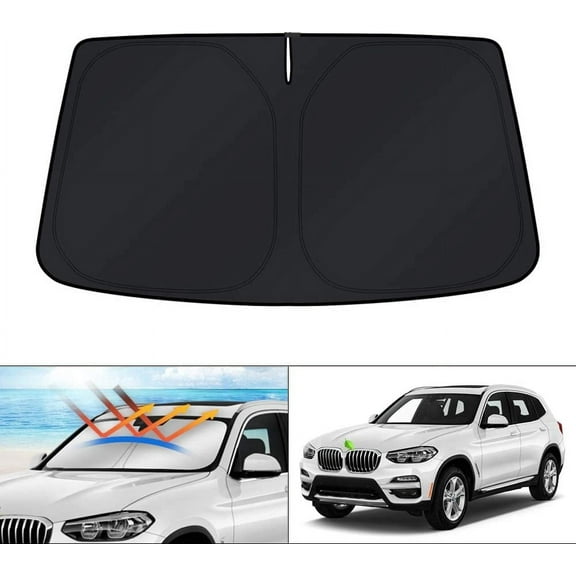 Canvcle Custom Fit Windshield Sun Shade for 2018-2024 2025 BMW X3 Window Shade Sun Visor Protector Foldable Sunshade Blocks UV Rays Keep Your Car Cooler