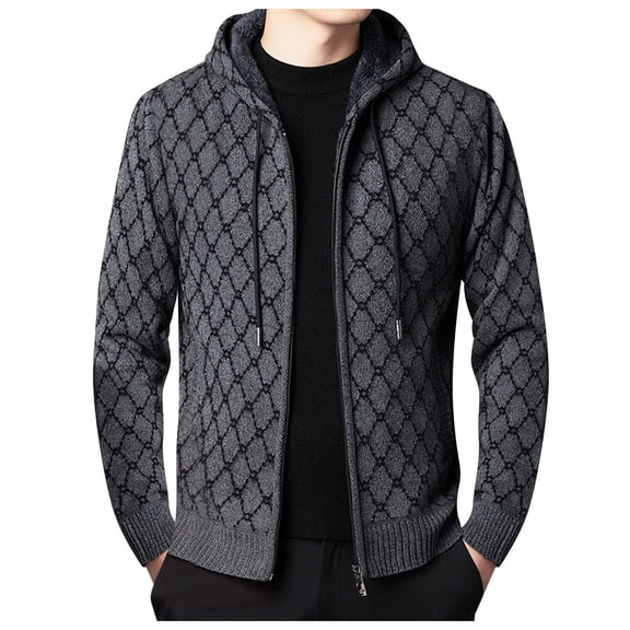 Vedolay Mens Cardigan Long Sleeve Knit Open Front Fall Sweater Outwear Grey,L