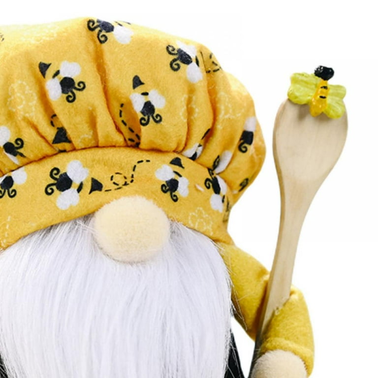 CRCZK Bumble Bee Chef Gnome Scandinavian Tomte Nisse Swedish Honey Bee Elf  Spring Home Farmhouse Kitchen Decor Bee Shelf Tiered Tray Decorations 