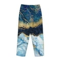 thumbnail image 5 of Disketp Blue Marble Print Women'S Comfy Pajama Pants Casual Drawstring Palazzo Lounge Wide Leg Pants, 5 of 9