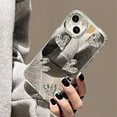 thumbnail image 4 of 3D Pleated Love Heart Mirror Silver Plated Soft  for iPhone Case (Silver,iPhone 14), 4 of 6
