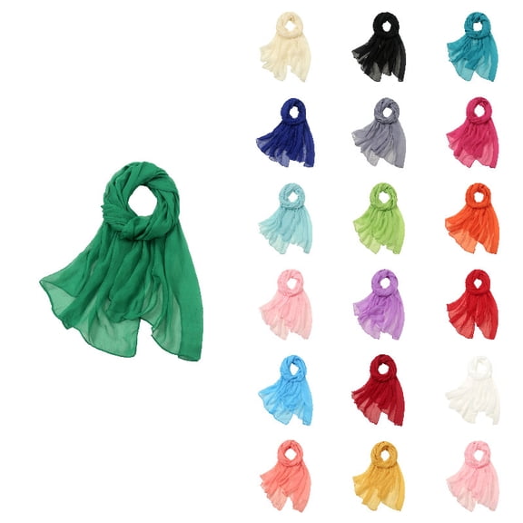 Women Summer Casual Multicolor Solid Chiffon Thin Regular Silk Sunscreen Scarf