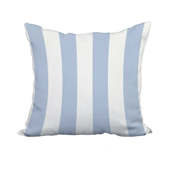 18 x 18 Inch Rugby Stripe Blue Stripe Print Decorative Polyester Throw Pillow with Linen Texture