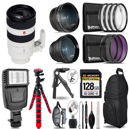 Sony FE 70-200mm f/2.8 GM OSS II Lens -3 Lens Kit + Slave Flash + Tripod - 128GB Accessory Bundle