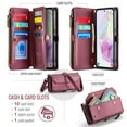 thumbnail image 2 of for Samsung Galaxy A14 5G Full Body Protection Wallet Folio Flip Case, Shoulder Strap & Wristlet Card Slots Zipper Pocket RFID Blocking Rugged Durable PU Leather Phone Case Cover, Winered, 2 of 10
