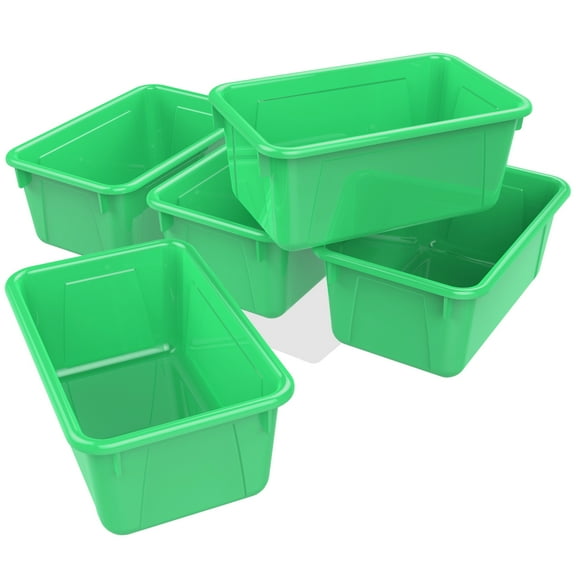 Storex Plastic Cubby Bin, Kids' Craft and Supply Storage, Green, 5-Pack